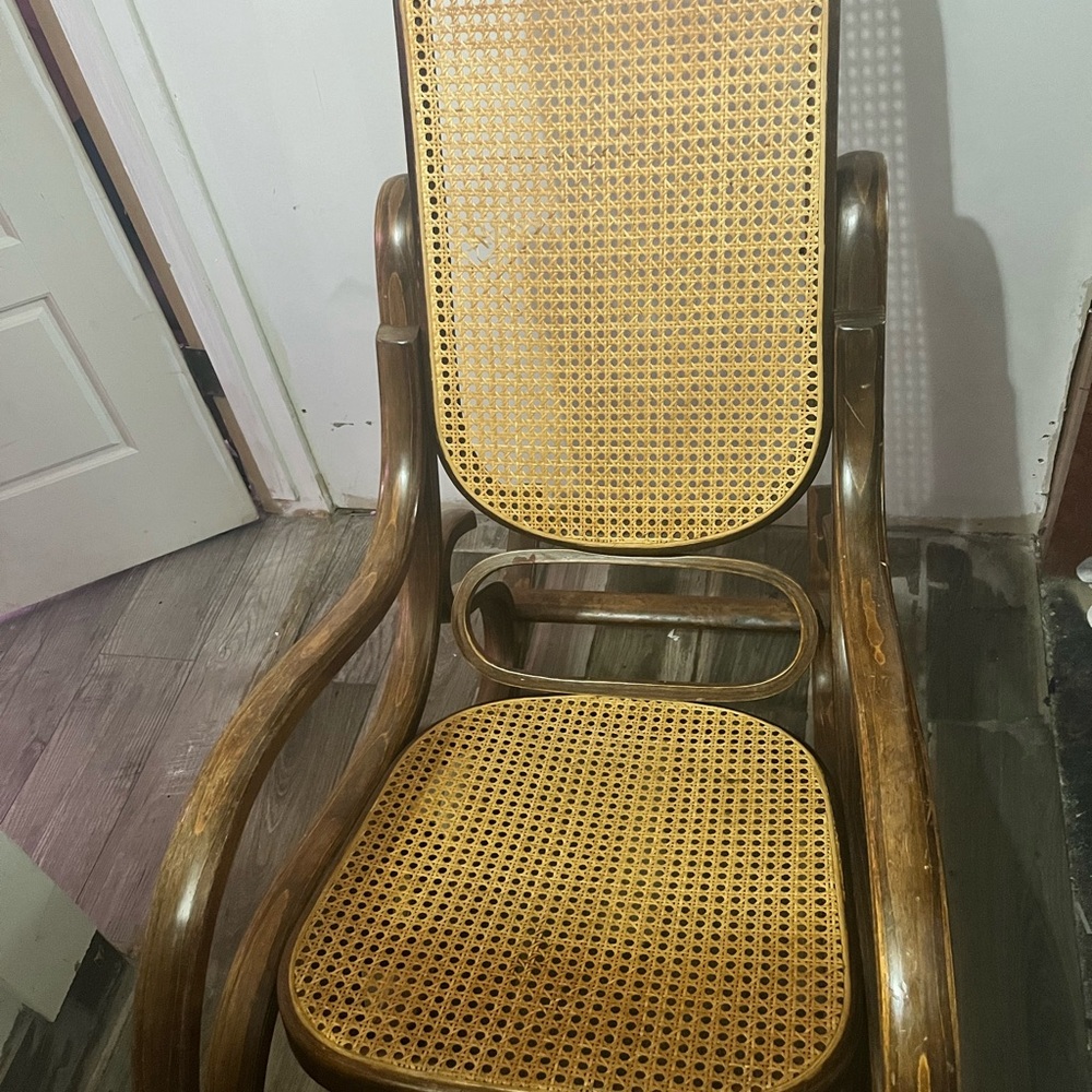 Vintage Wooden Cane rocking Chair